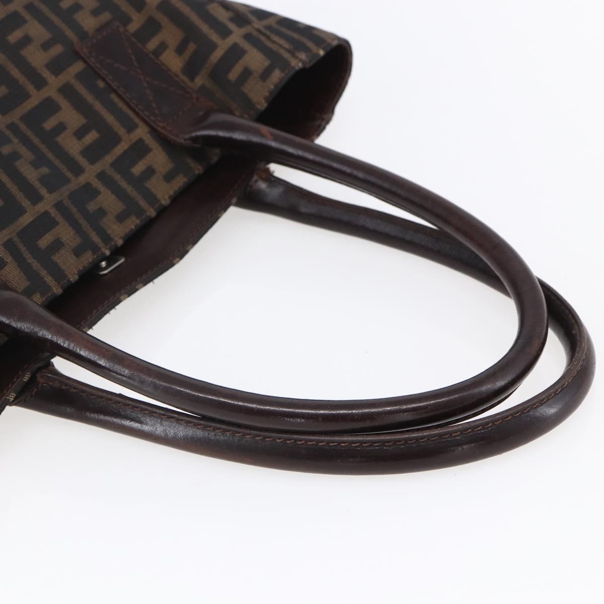 Fendi Vintage Open Tote Zucca Canvas with Leather, BLACK, CANVAS, Tote bag