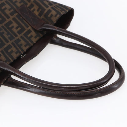 Fendi Vintage Open Tote Zucca Canvas with Leather, BLACK, CANVAS, Tote bag