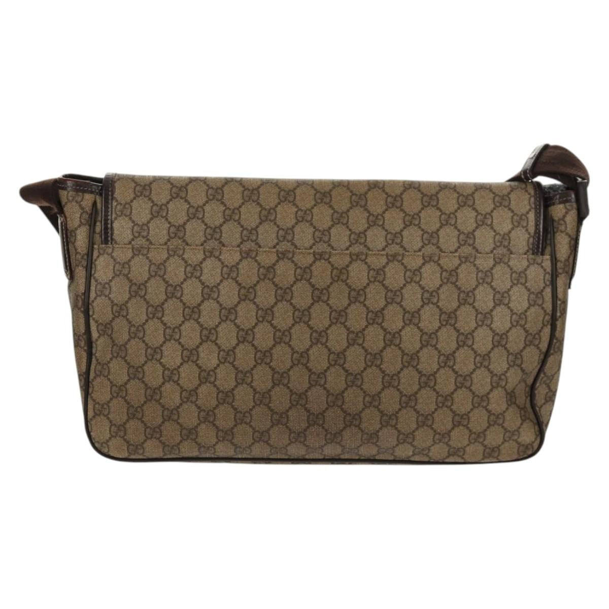 Gucci Interlocking G Messenger Bag GG Coated Canvas, BROWN, PVC, Crossbody bag