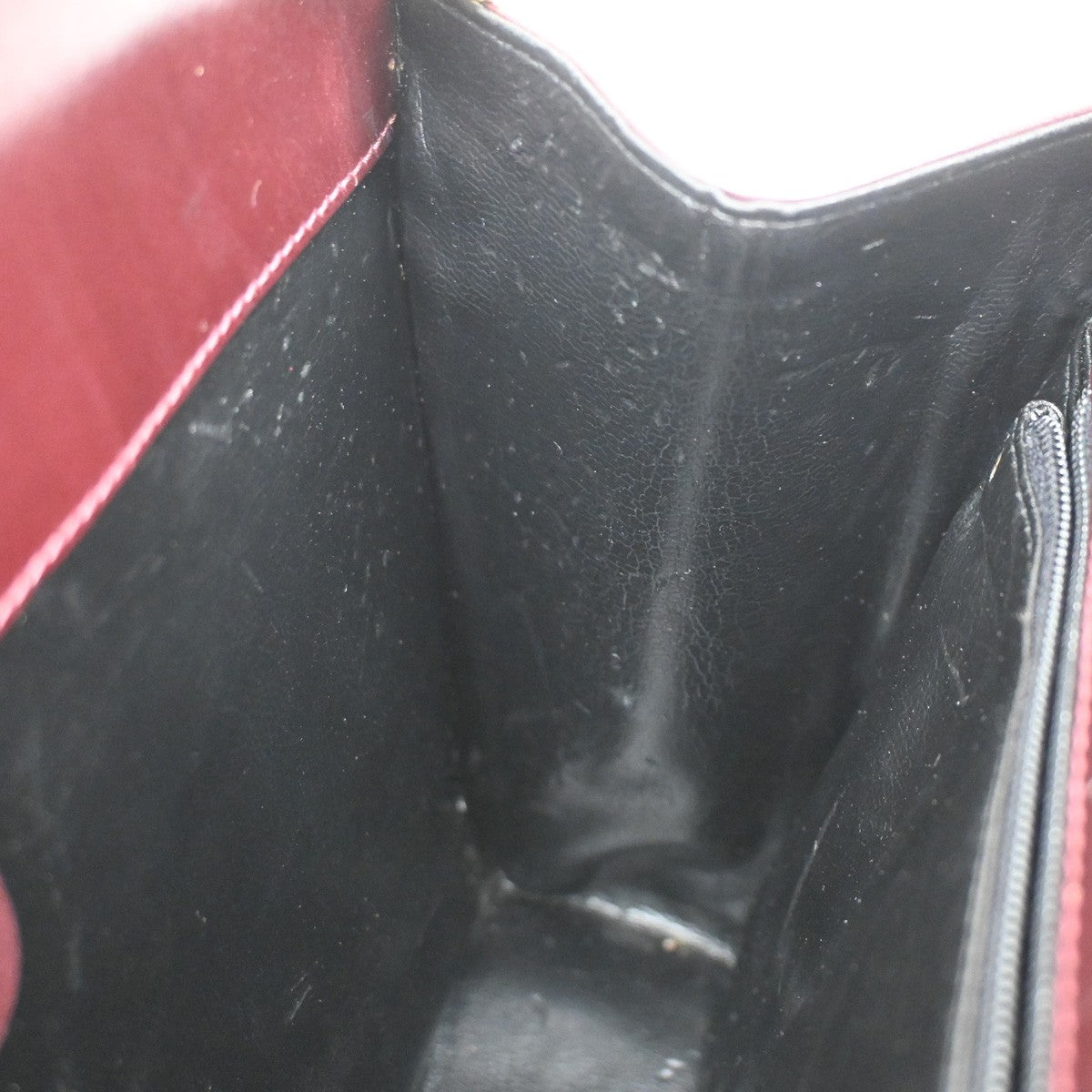 Salvatore Ferragamo Vintage Gancini Chain Shoulder Bag Leather, BURGUNDY, LEATHER, Shoulder bag