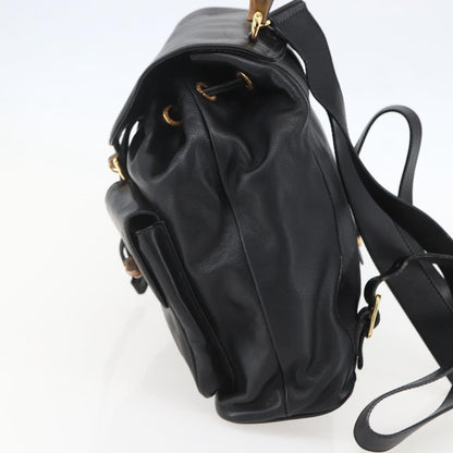 Gucci Vintage Bamboo Backpack Leather, BLACK, LEATHER, Backpack