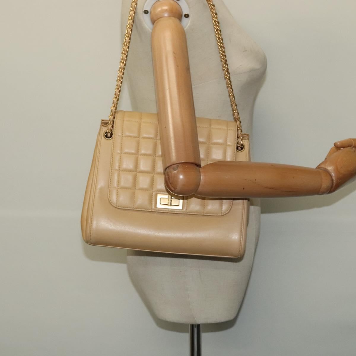 Chanel Chocolate Bar Accordion Reissue Flap Bag Quilted Lambskin, BEIGE, LEATHER, Shoulder bag