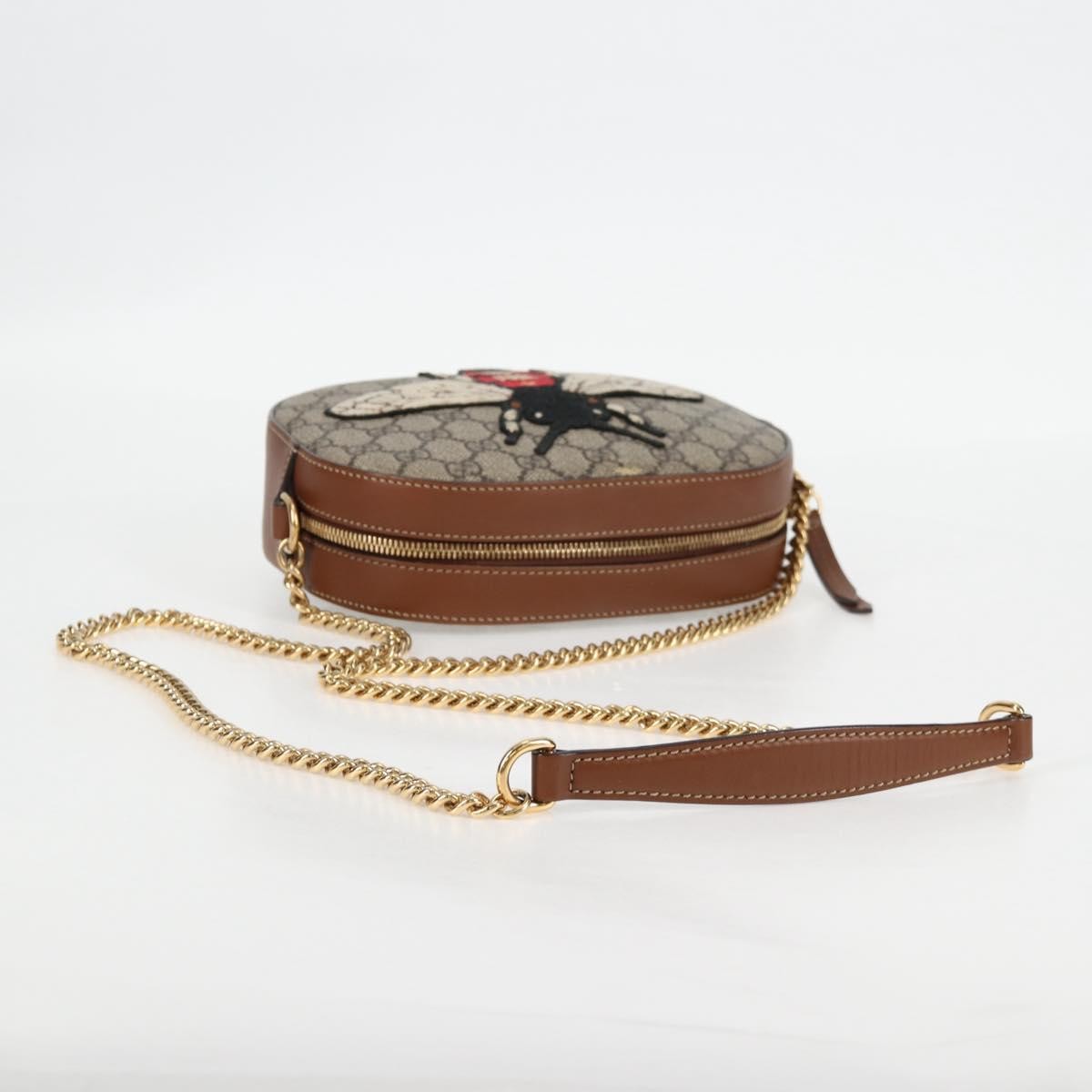 Gucci Chain Crossbody Bag Blooms Print GG Coated Canvas, BEIGE, CANVAS, Shoulder bag