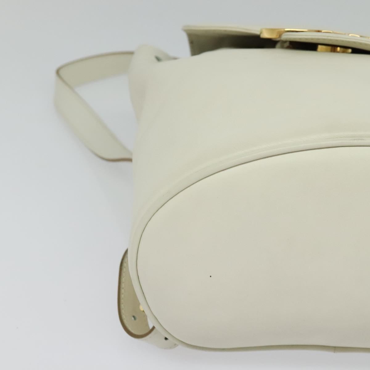 Salvatore Ferragamo Gancini Flap Drawstring Backpack Leather, WHITE, LEATHER, Backpack