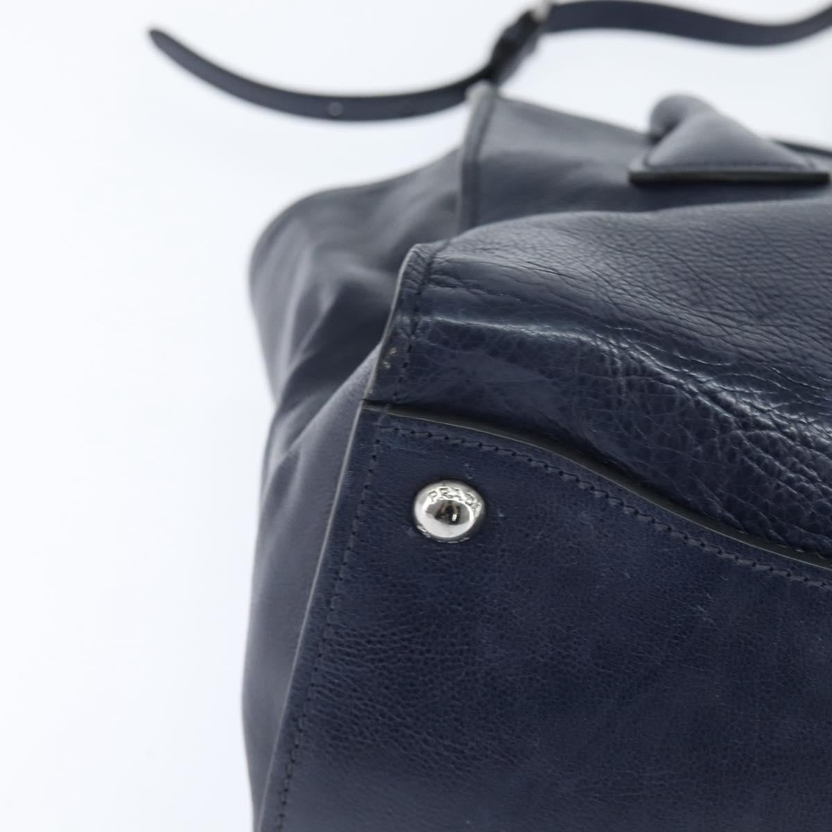 Prada Cuir Convertible Shopping Tote Leather, NAVY, LEATHER, Handbag