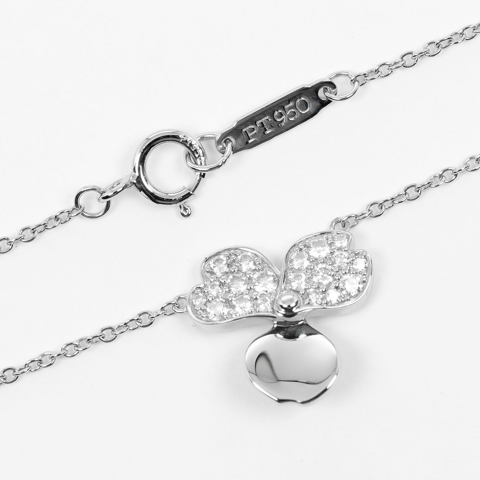 Tiffany & Co. Open Paper Flower Pendant Necklace Platinum and Diamonds, SILVER, PLATINUM, Necklace