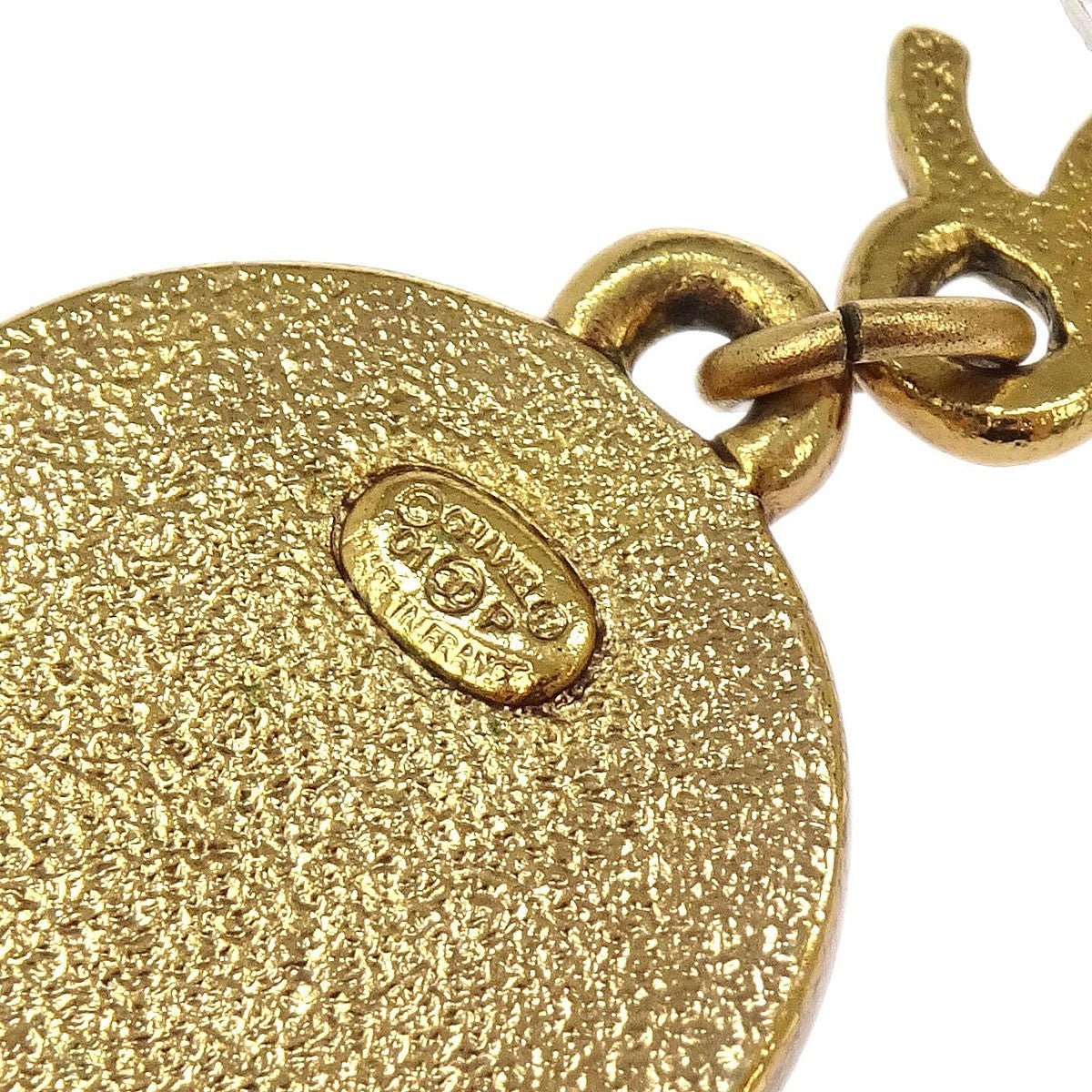 Chanel CC Star Round Drop Earrings Metal with Resin, Gold, Gold Plated, Earrings