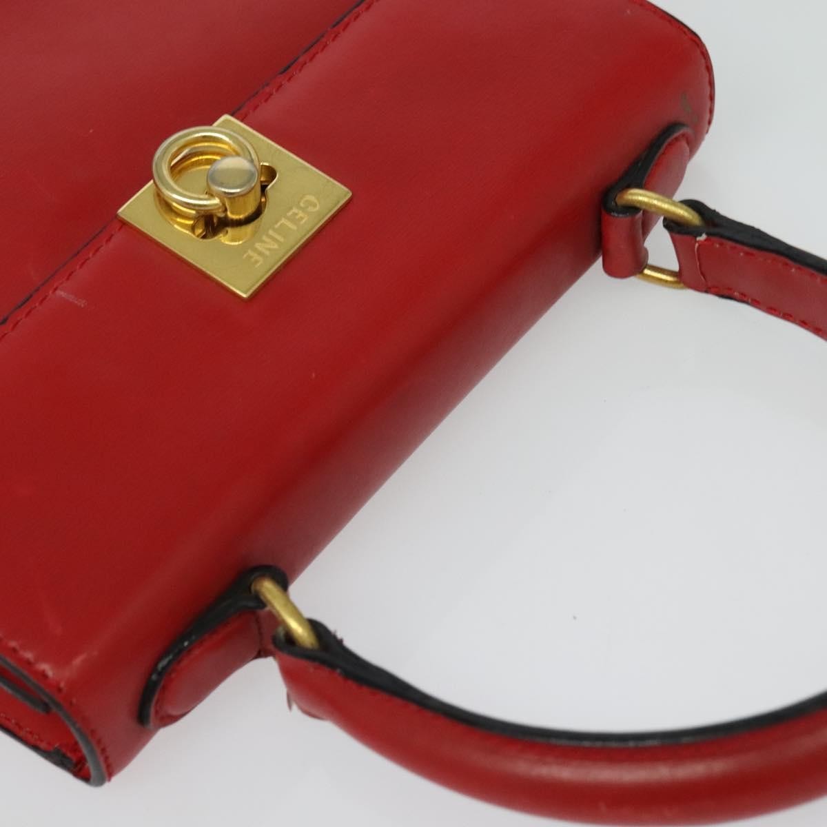 Celine Vintage Logo Top Handle Bag Leather, RED, LEATHER, Handbag