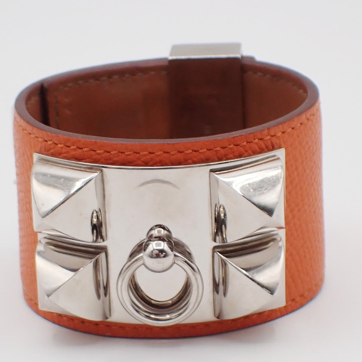 Hermes Collier de Chien Bracelet Leather, ORANGE, LEATHER, Bracelet