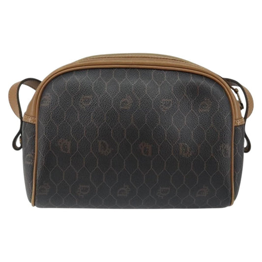 Christian Dior Vintage Honeycomb Shoulder Bag Canvas and Leather, BLACK, CANVAS, Shoulder bag
