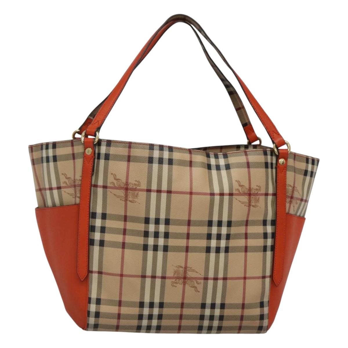 Burberry Canterbury Panels Tote Haymarket Coated Canvas and Leather, BEIGE, CANVAS, Tote bag