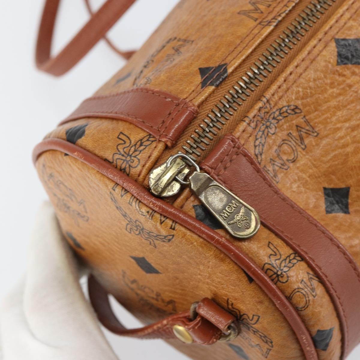 MCM Visetos Shoulder bag Canvas and Leather, BROWN, CANVAS, Shoulder bag
