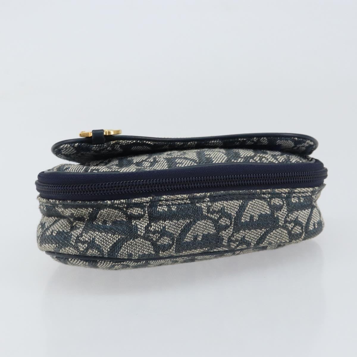 Christian Dior Vintage Saddle Coin Purse Diorissimo Canvas, NAVY, CANVAS, Clutche & pouche