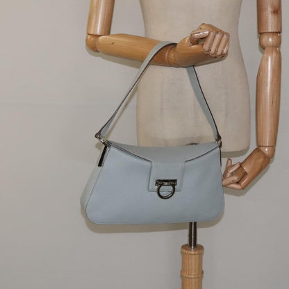 Salvatore Ferragamo Gancini Shoulder Bag Leather, BLUE, LEATHER, Shoulder bag