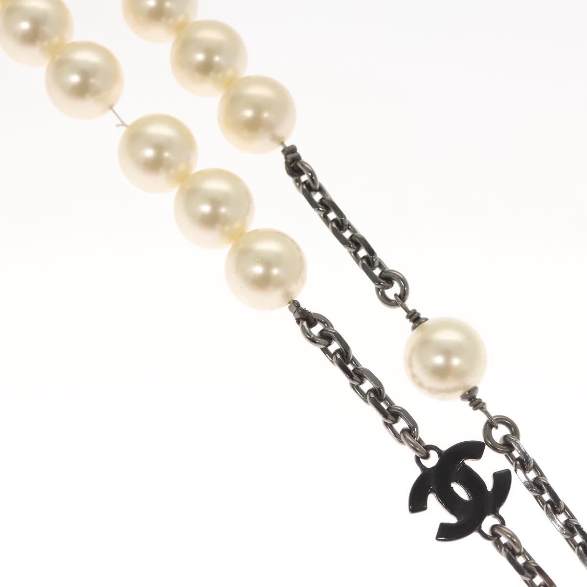 Chanel CC Pearl Necklace Faux Pearls and Metal, WHITE, METAL, Necklace