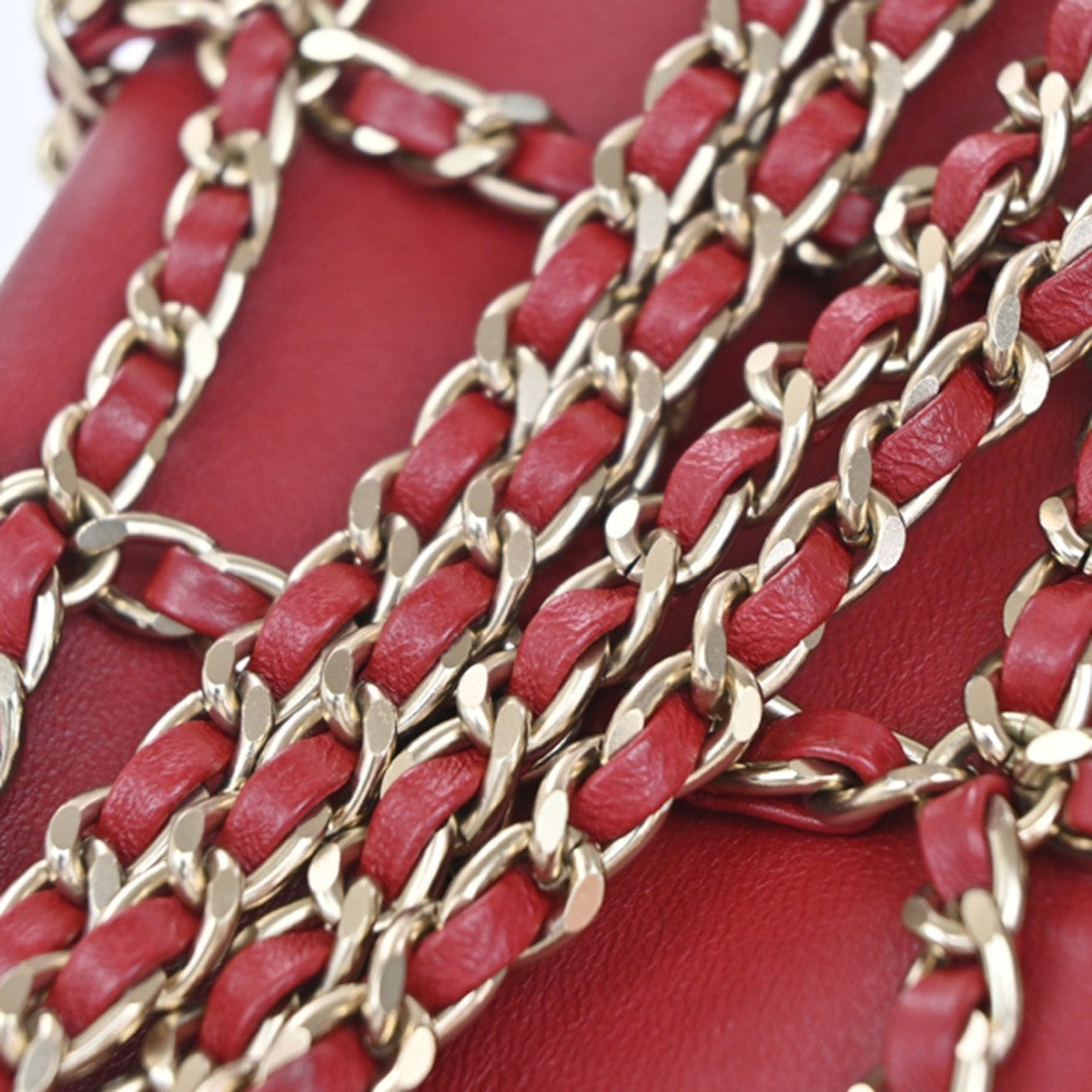 Chanel Tech Me Out Clutch With Chain Lambskin, RED, LEATHER, Clutche & pouche