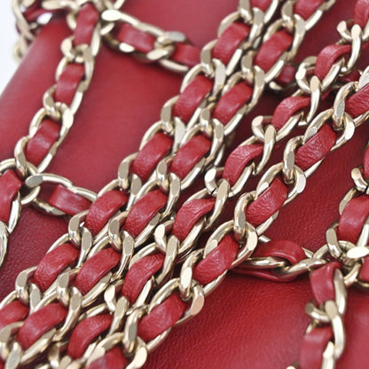 Chanel Tech Me Out Clutch With Chain Lambskin, RED, LEATHER, Clutche & pouche