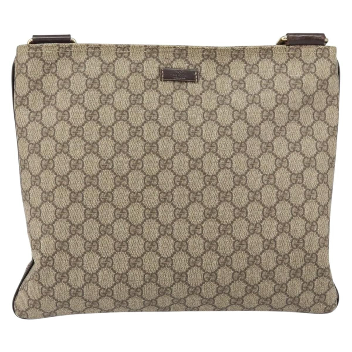 Gucci Flat Messenger Bag GG Canvas, BEIGE, CANVAS, Shoulder bag