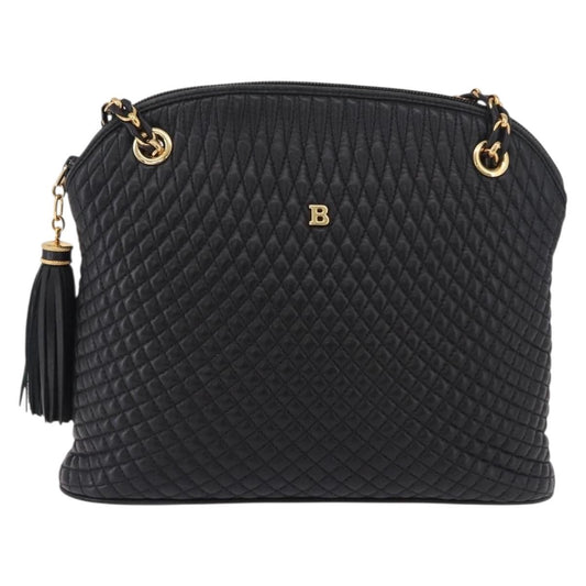 Bally Vintage Chain Shoulder Bag Quilted Leather, Black, Leather, Shoulder Bag