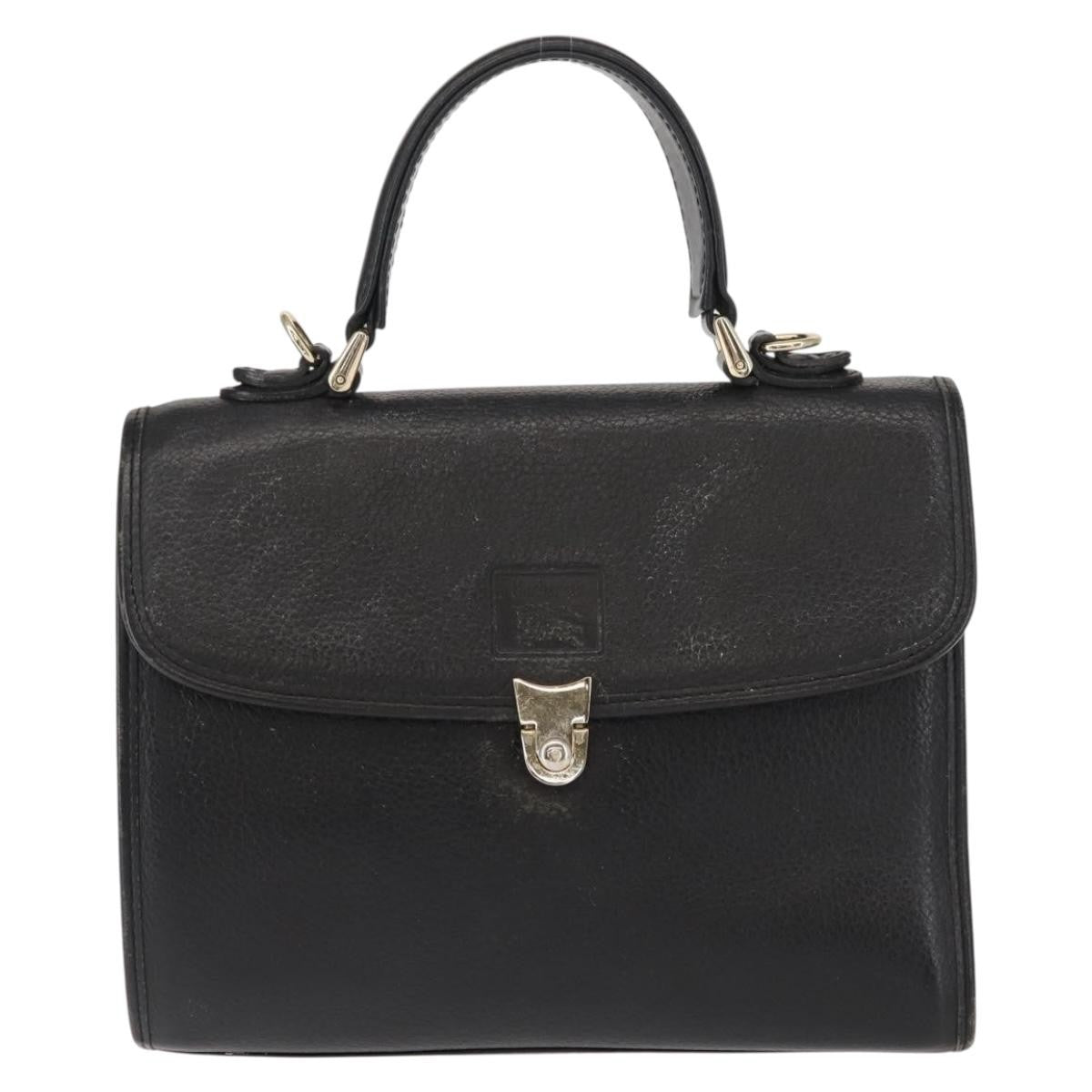 Burberry Vintage Handbag Leather, BLACK, LEATHER, Handbag