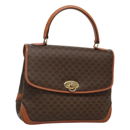 Celine Macadam Handbag Macadam with leather, BROWN, CANVAS, Handbag