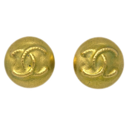 Chanel Vintage CC Round Clip-On Earrings Metal, GOLD, GOLD_PLATED, Earrings