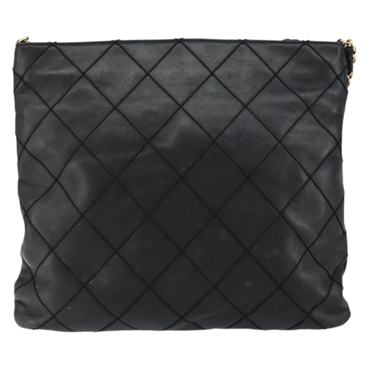 Chanel Vintage Shoulder Bag Leather, BLACK, LEATHER, Shoulder bag