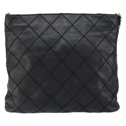 Chanel Vintage Shoulder Bag Leather, BLACK, LEATHER, Shoulder bag