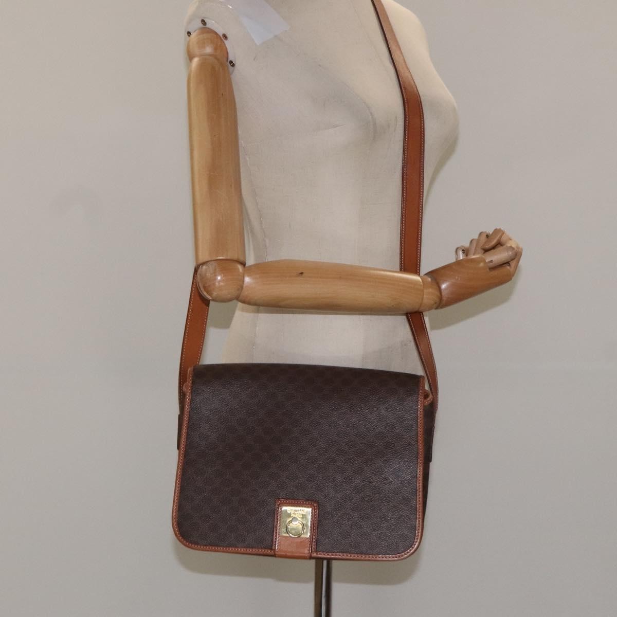 Celine Macadam Shoulder Bag PVC Leather, BROWN, CANVAS, Shoulder bag