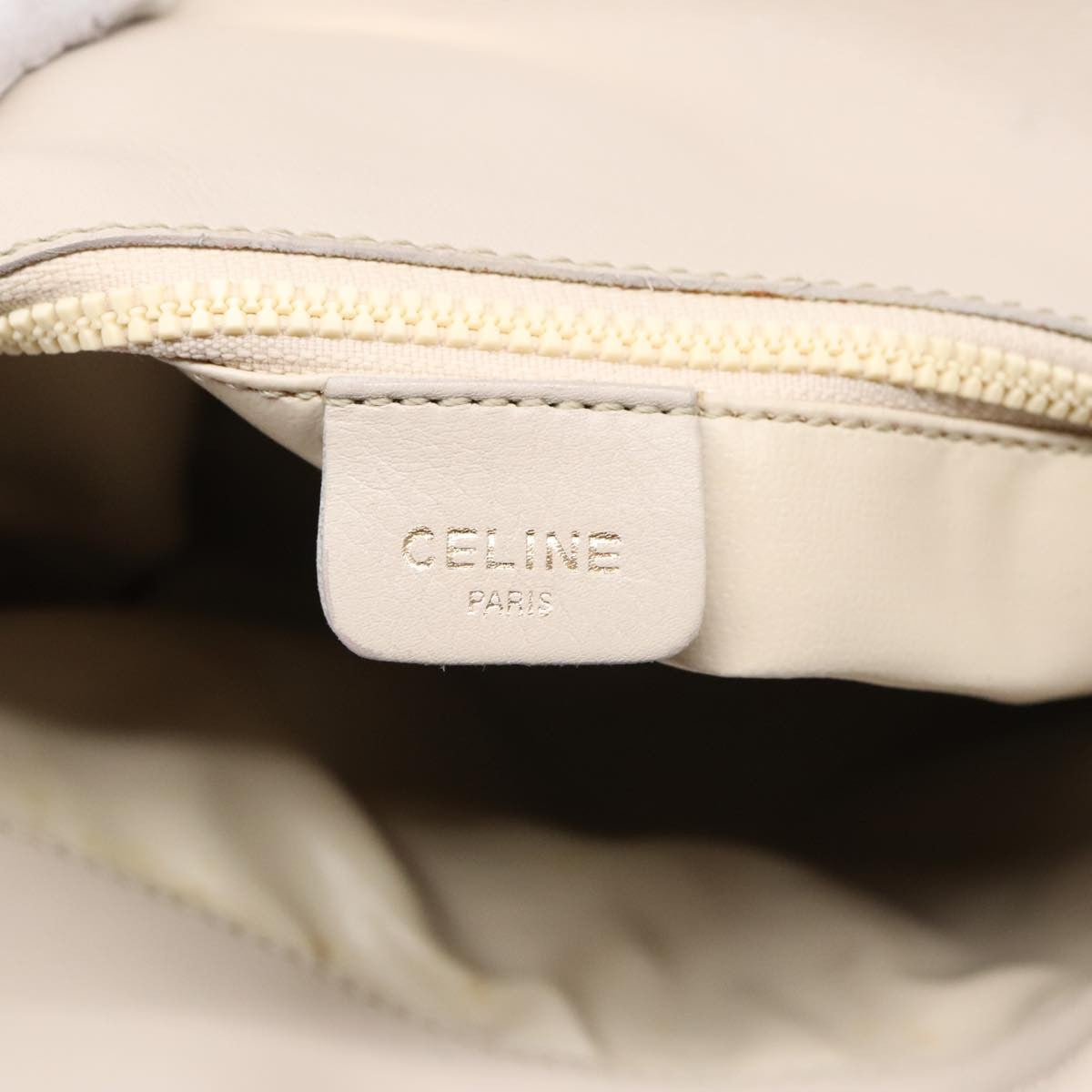 Celine Vintage Shoulder Bag Leather, Beige, Leather, Shoulder Bag