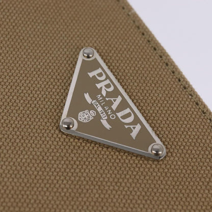 Prada Lux Convertible Open Tote Canvas and leather, BEIGE, CANVAS, Tote bag