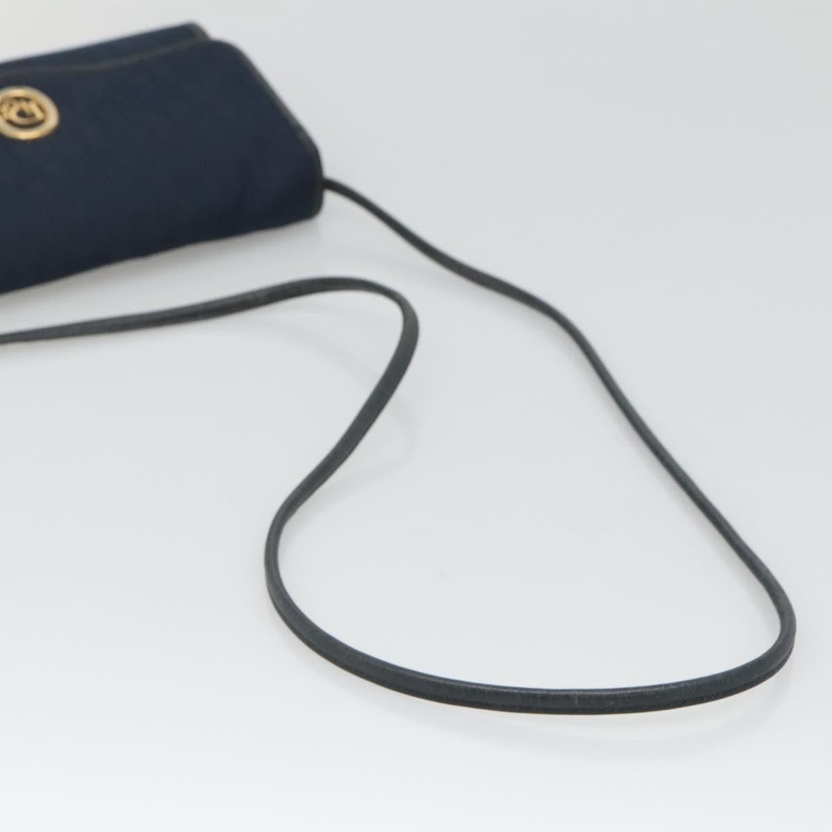 Christian Dior Vintage Trotter Flap Shoulder Bag Canvas, NAVY, CANVAS, Shoulder bag