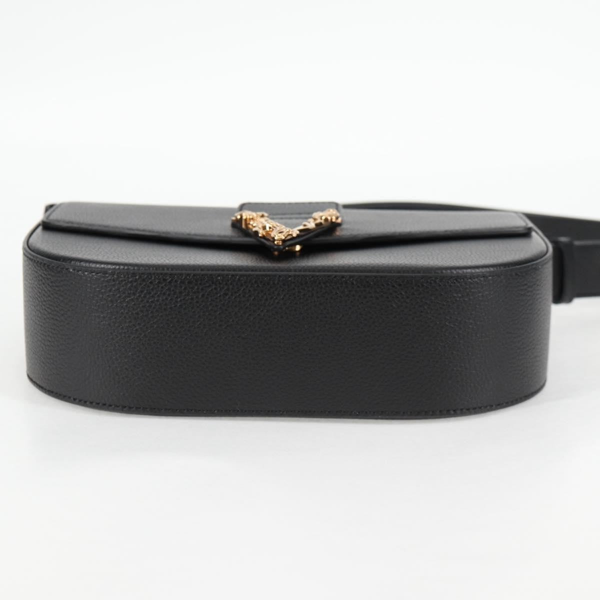 Versace Virtus Flap Messenger Bag Leather, BLACK, LEATHER, Crossbody bag
