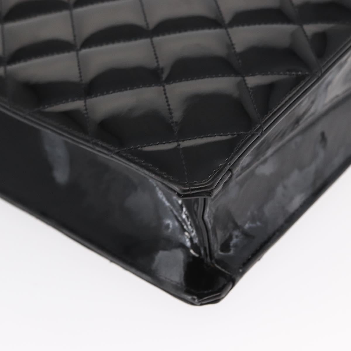 Chanel Chocolate bar tote Leather, BLACK, PATENT_LEATHER, Handbag