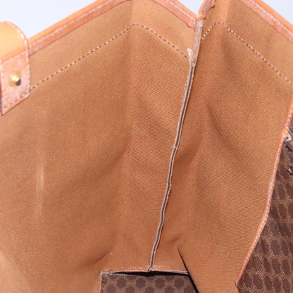 Celine Vintage Macadam Handbag Leather, BROWN, PVC,Leather,Canvas, Handbag