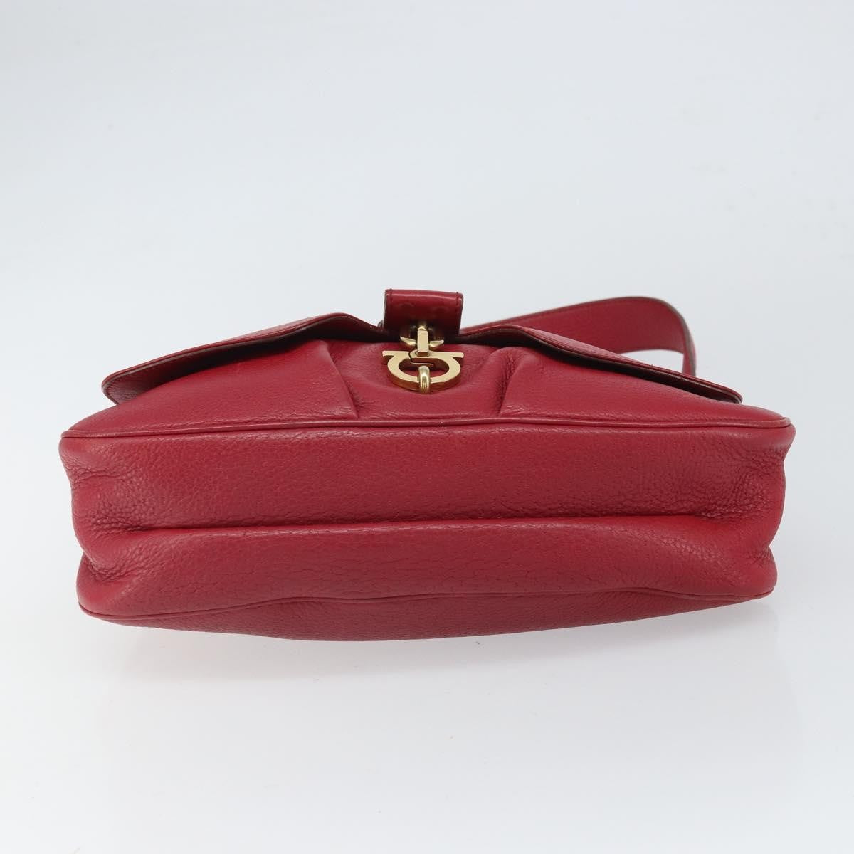 Salvatore Ferragamo Gancini Shoulder Bag Leather, RED, LEATHER, Shoulder bag
