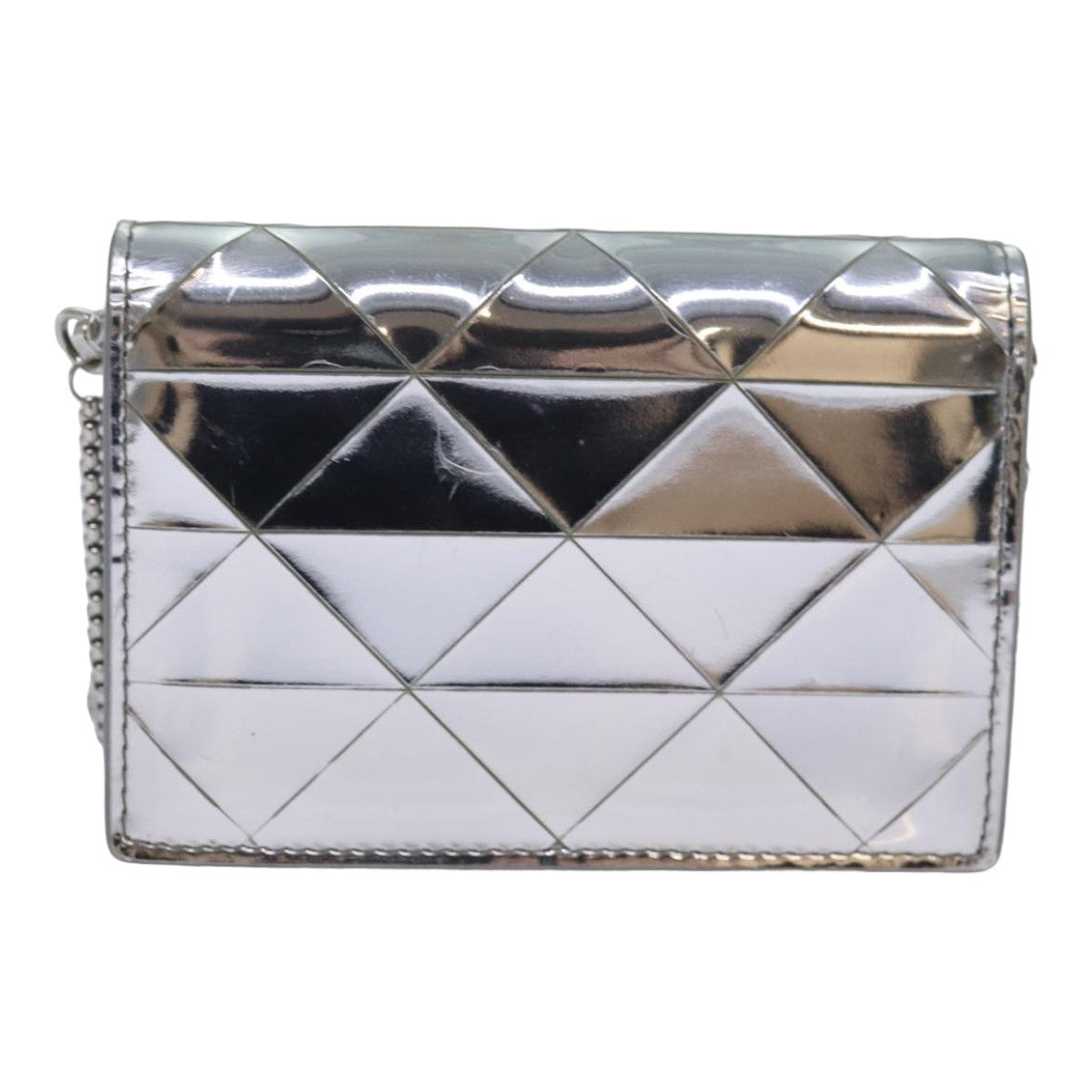Prada Chain Wallet Embellished Leather, Silver, Leather, Wallet