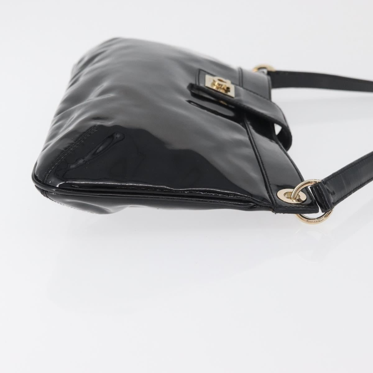 Salvatore Ferragamo Gancini Shoulder Bag Patent Leather, Black, Patent Leather, Shoulder Bag