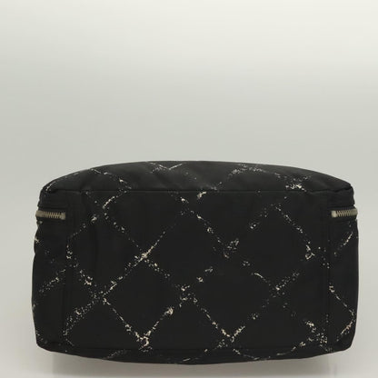 Chanel Travel Line Boston Bag Printed Nylon, BLACK, NYLON, Travel bag