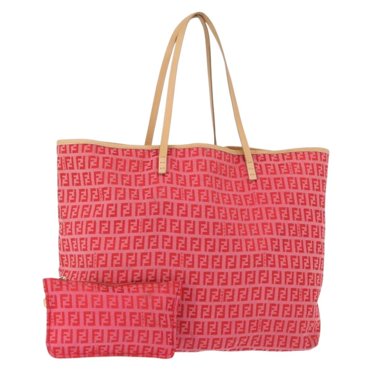 Fendi Roll Tote Zucchino Canvas, RED, CANVAS, Tote bag