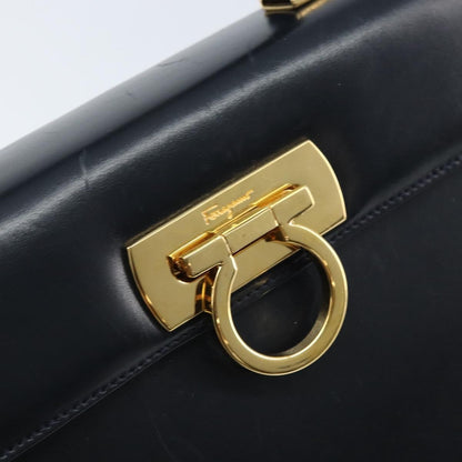 Salvatore Ferragamo Convertible Top Handle Bag Leather, NAVY, LEATHER, Handbag