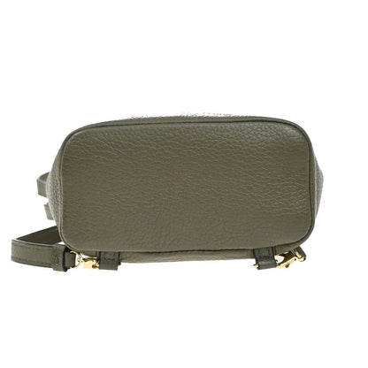 Salvatore Ferragamo Gancini Backpack Leather, KHAKI, LEATHER, Backpack