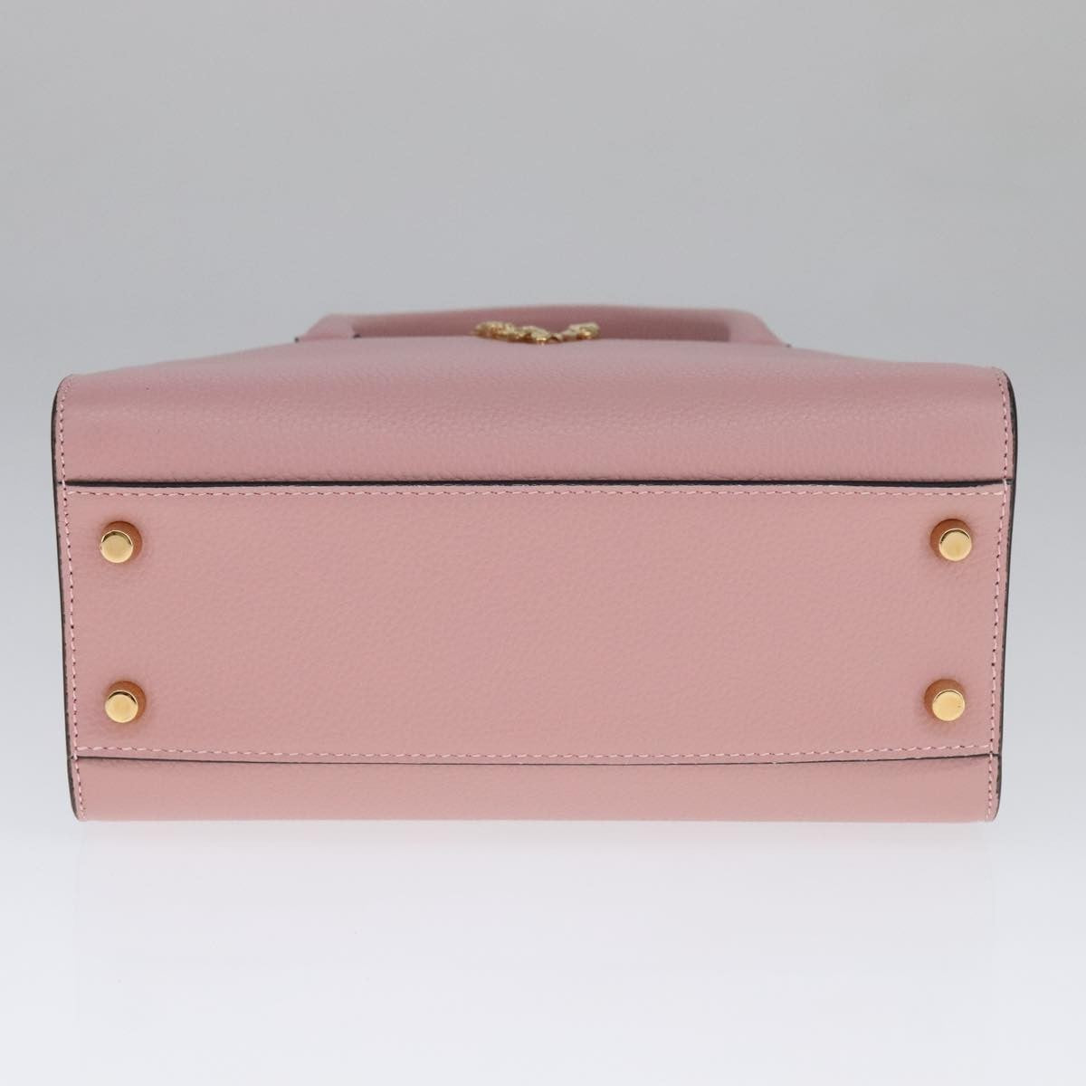 Versace Virtus Front Pocket Tote Leather, PINK, LEATHER, Tote bag