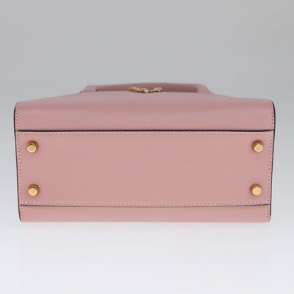 Versace Virtus Front Pocket Tote Leather, PINK, LEATHER, Tote bag