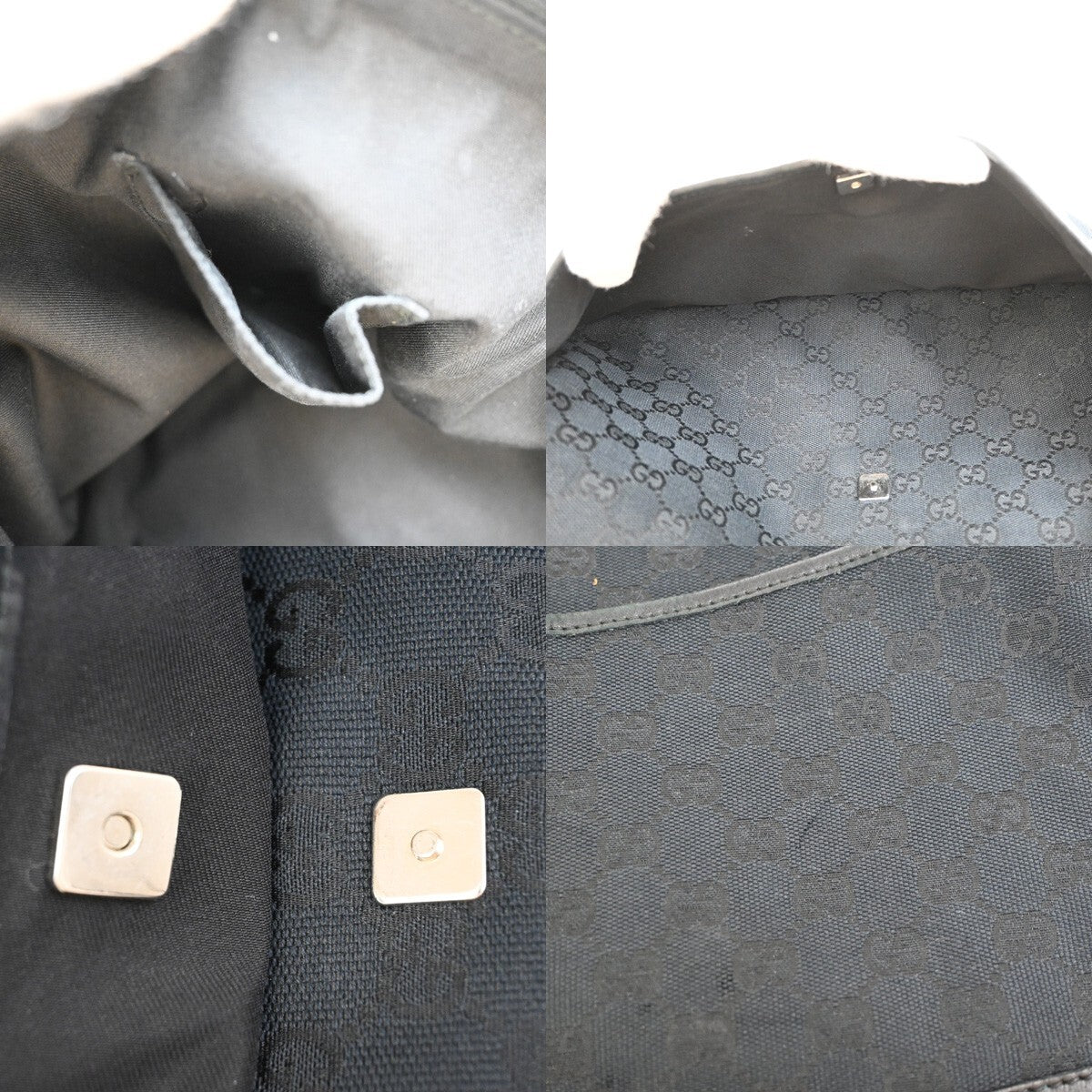 Gucci Zip Messenger Bag GG Denim, BLACK, CANVAS, Crossbody bag