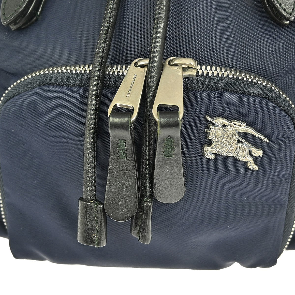 Burberry Logo Rucksack Backpack Nylon with Leather, NAVY, NYLON, Backpack