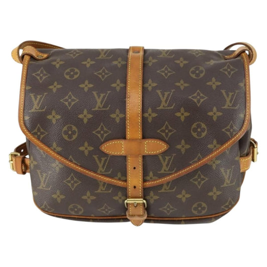 Louis Vuitton Saumur Handbag Monogram Canvas, BROWN, CANVAS, Shoulder bag