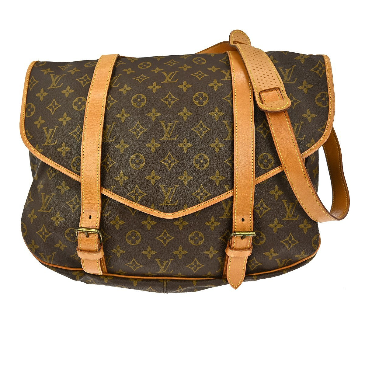 Louis Vuitton Saumur Handbag Monogram Canvas, BROWN, CANVAS, Shoulder bag
