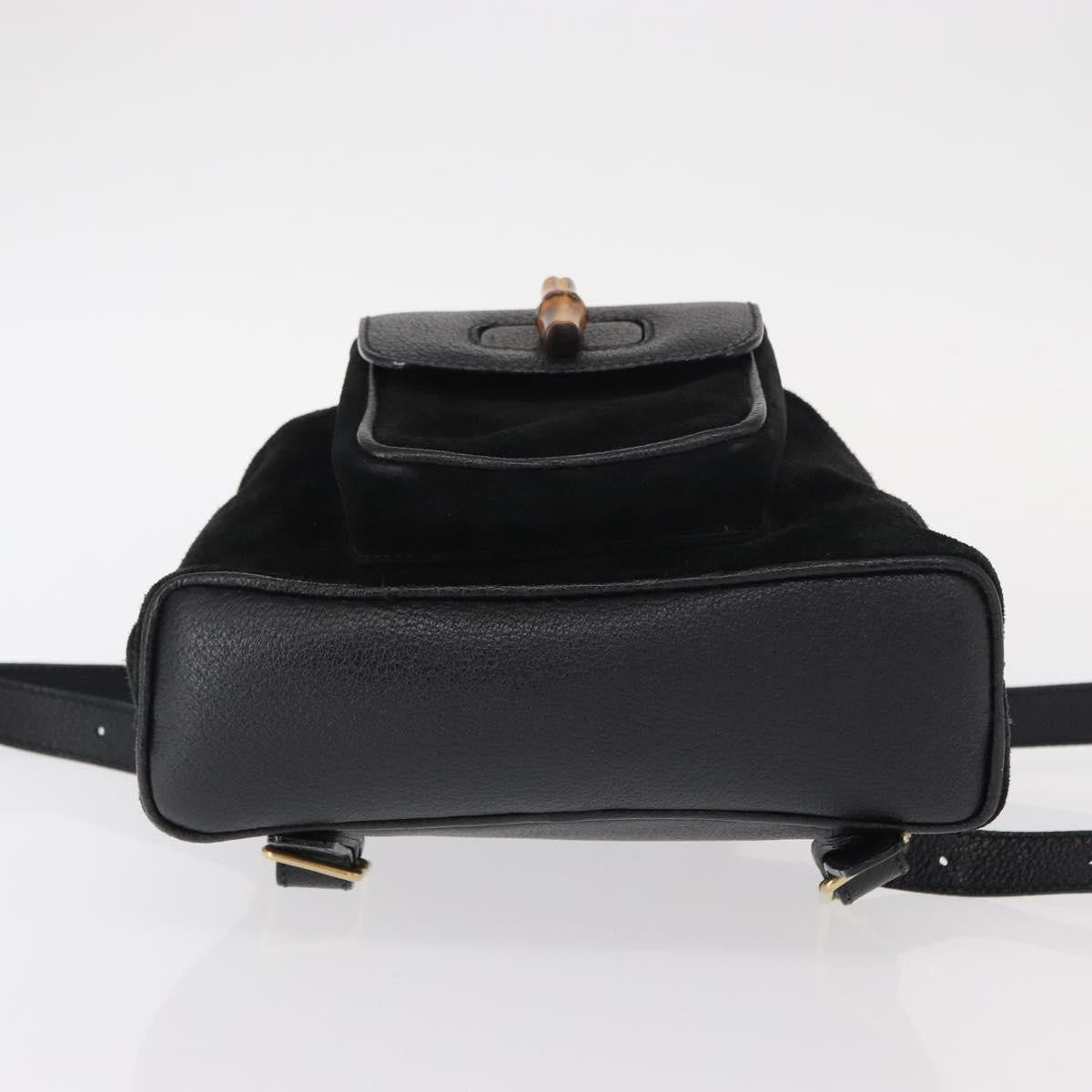Gucci Vintage Bamboo Backpack Suede, BLACK, SUEDE, Backpack
