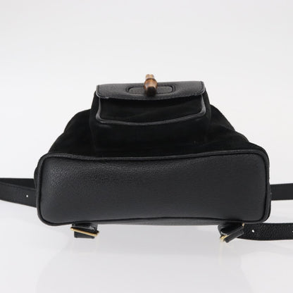 Gucci Vintage Bamboo Backpack Suede, BLACK, SUEDE, Backpack